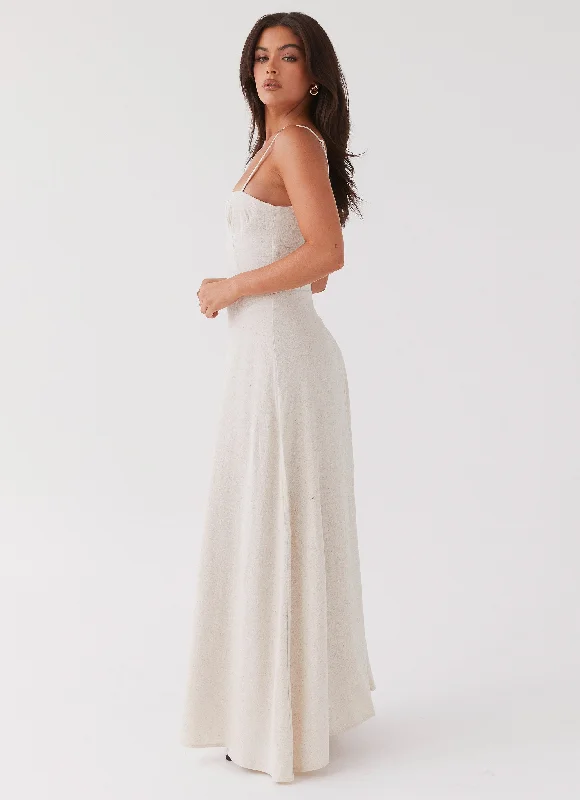 Angelina Linen Maxi Dress - Oatmeal