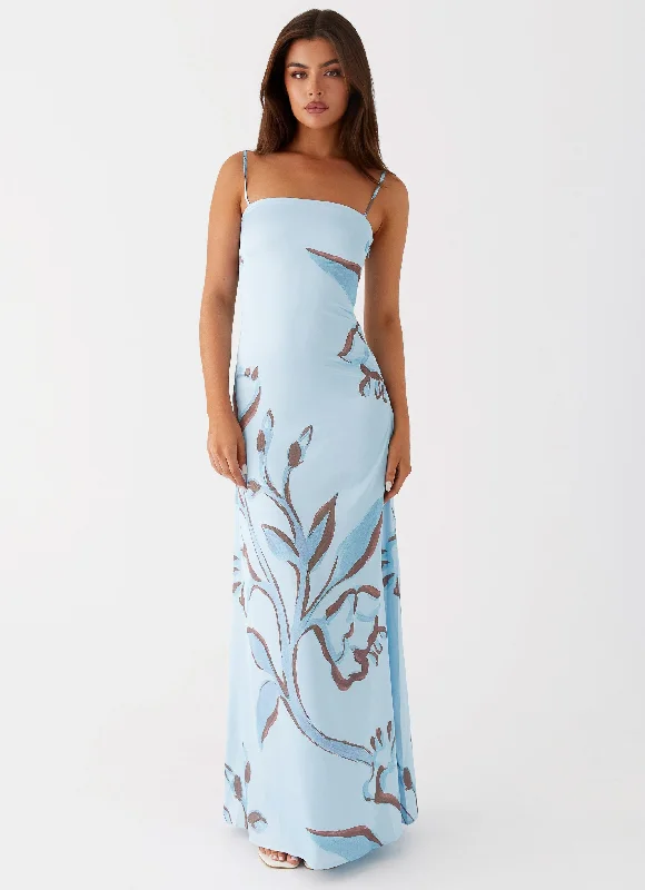 Aster Bloom Maxi Dress - Blue Floral