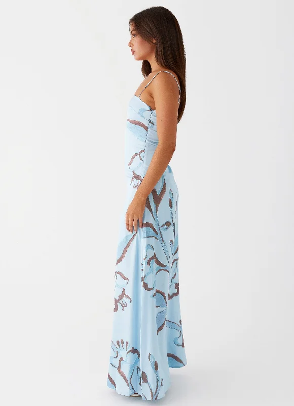 Aster Bloom Maxi Dress - Blue Floral