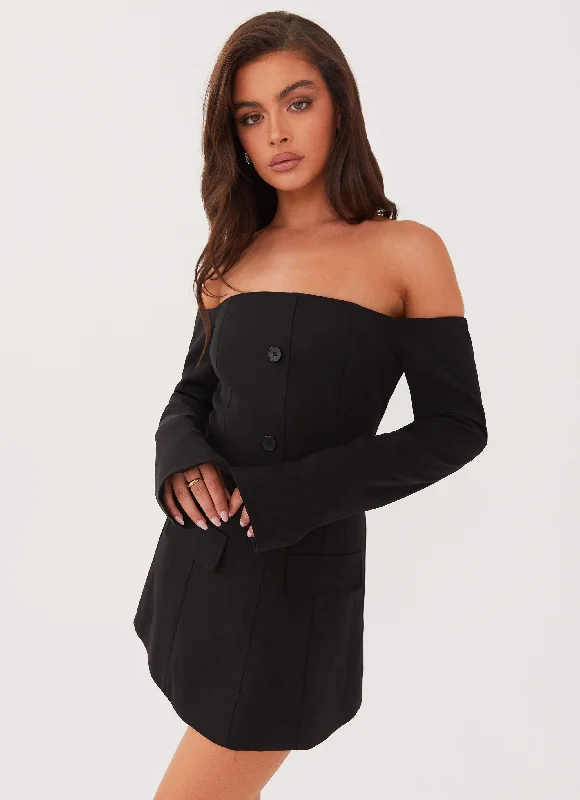 Dominique Blazer Mini Dress - Black