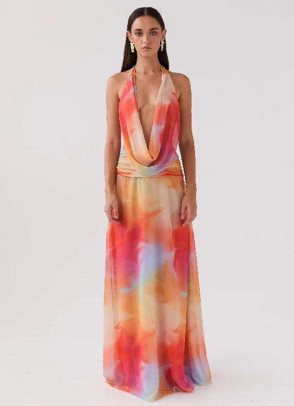 Elysia Chiffon Maxi Dress - Rainbow