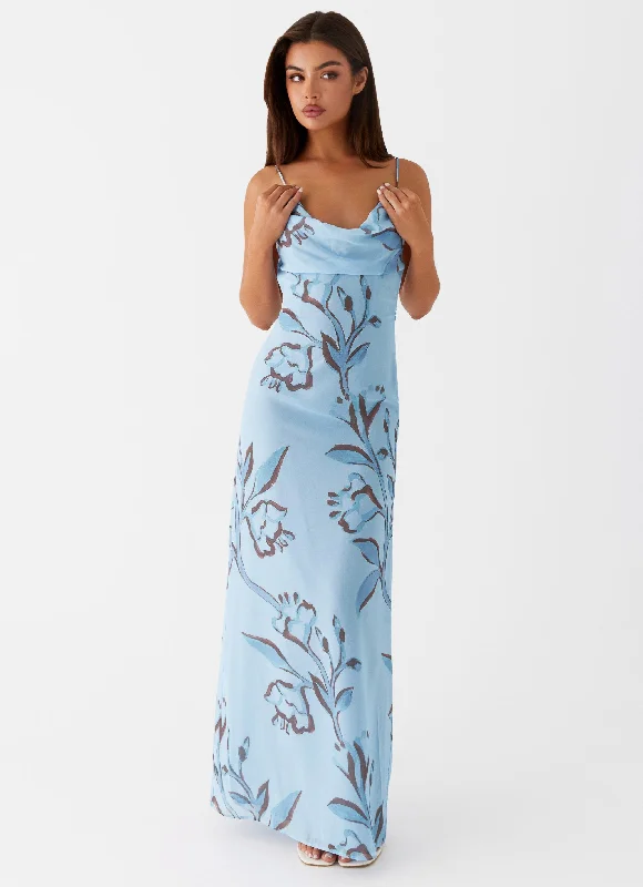 Felicia Daisy Maxi Dress - Blue Floral