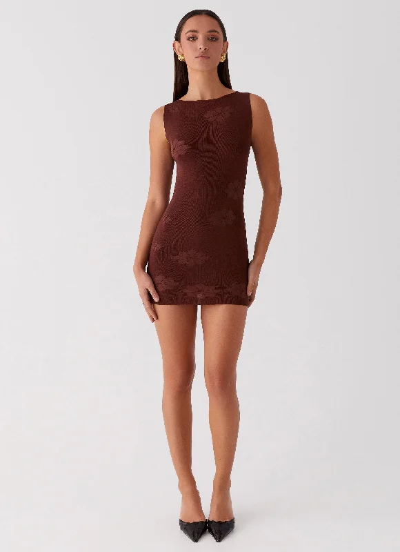 Holly Knit Mini Dress - Chocolate