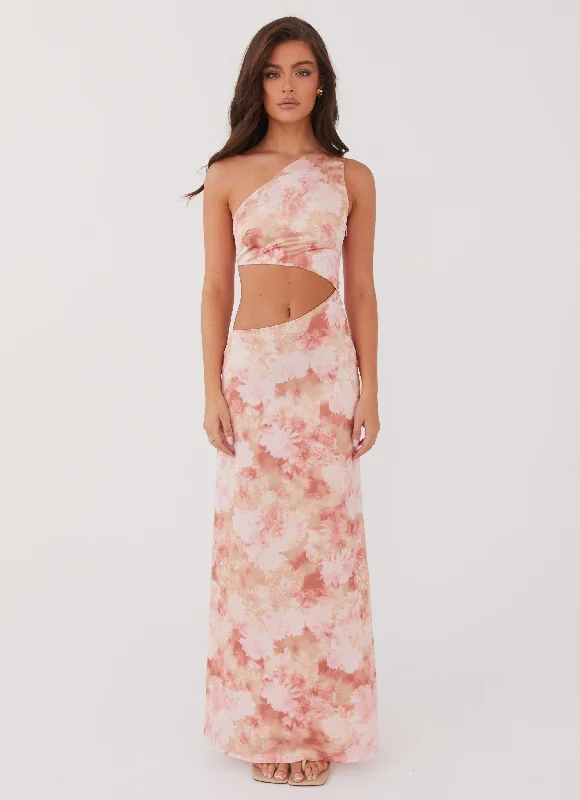 Krista One Shoulder Maxi Dress - Flower Garden