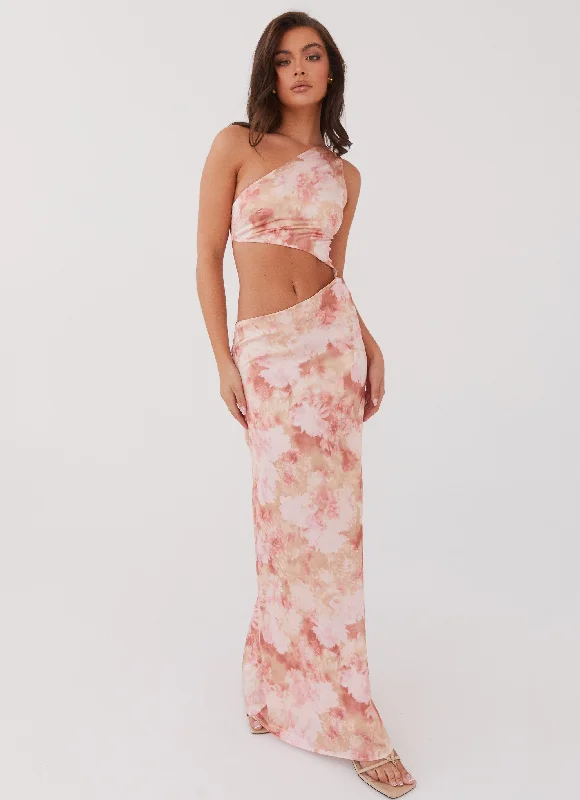 Krista One Shoulder Maxi Dress - Flower Garden