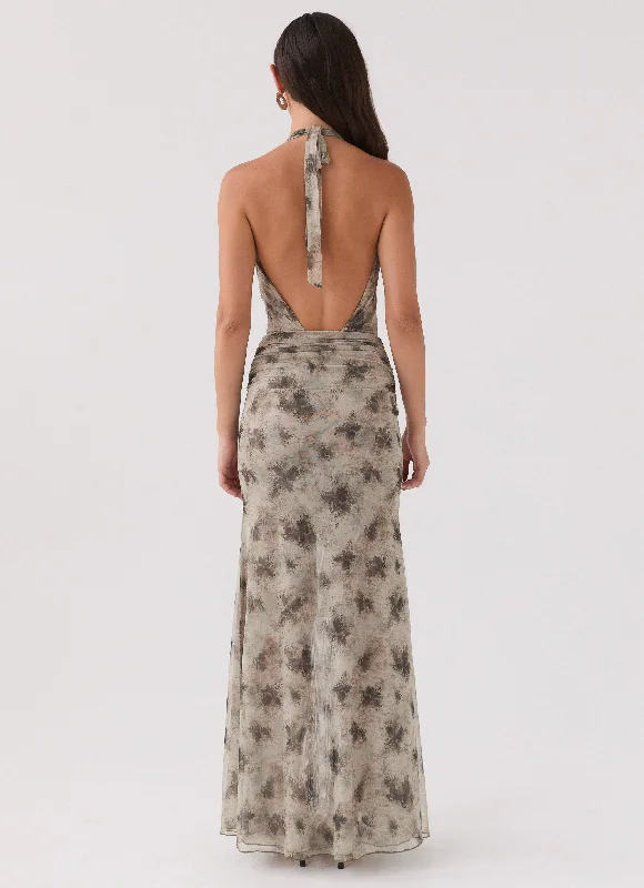 Matilda Halterneck Maxi Dress - Sage Smoke