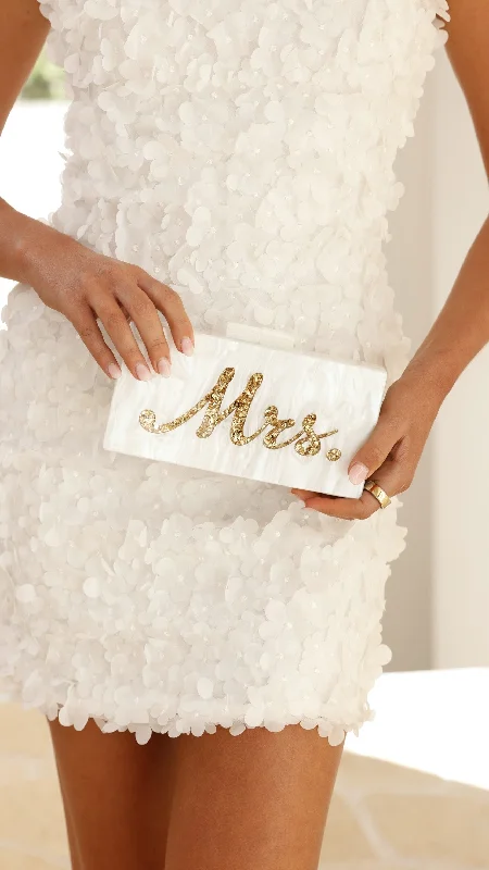 Mrs. Pearla Clutch - White/Gold