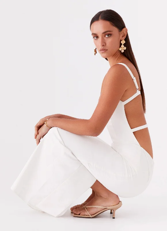 Naomi Backless Maxi Dress - Off White