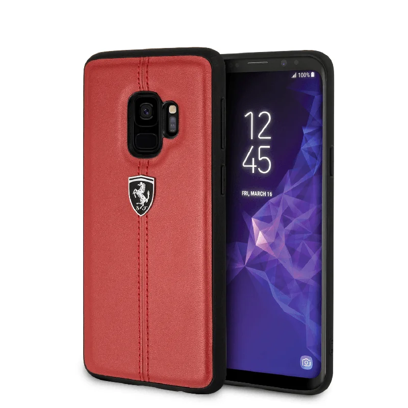 Samsung Galaxy S9 Case Official Ferrari Genuine Leather Heritage Red