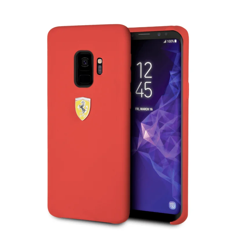 Samsung Galaxy S9 Case Ferrari Red Smooth Silicone Heritage