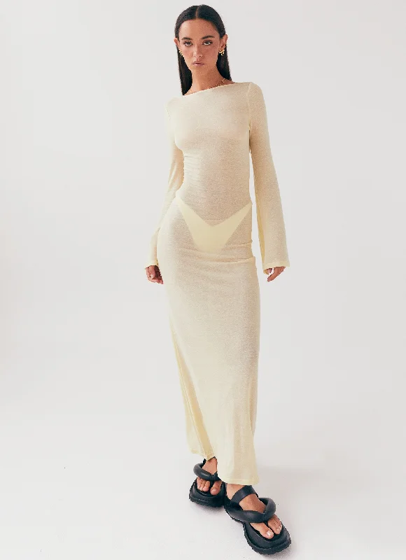 Olivia Long Sleeve Maxi Dress - Lemon