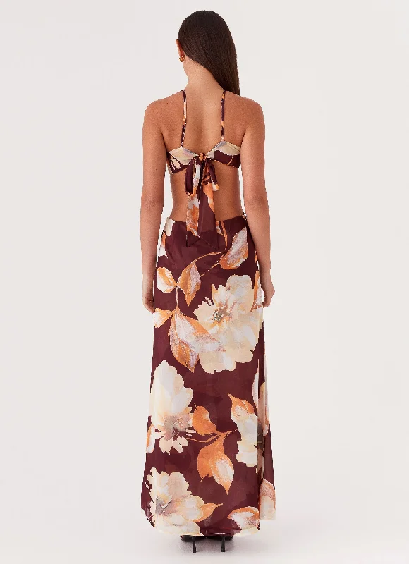 Primrose Daydream Maxi Dress - Brown Floral