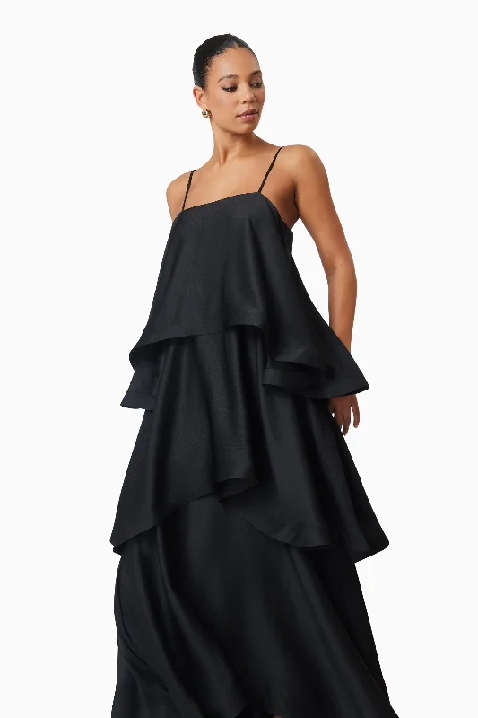 Tilly Tiered Maxi Dress in Black