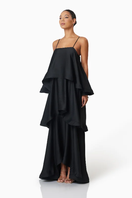 Tilly Tiered Maxi Dress in Black