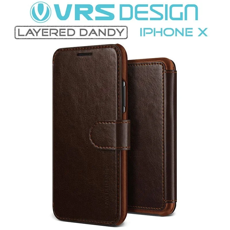 iPhone X / XS Layered Dandy Wallet Case Brown by VRS