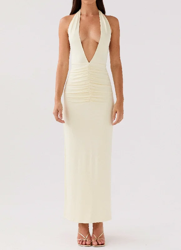 Whisked Away Halterneck Maxi Dress - Canary