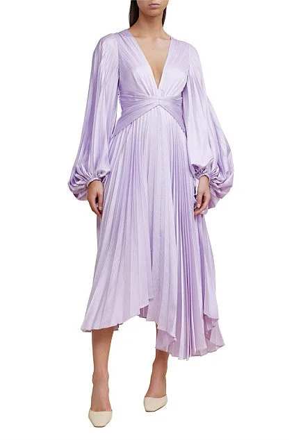 Acler Palms Pleat Dress - Lilac