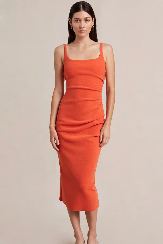 Bec & Bridge Elroy Tuck Midi Dress - Flame