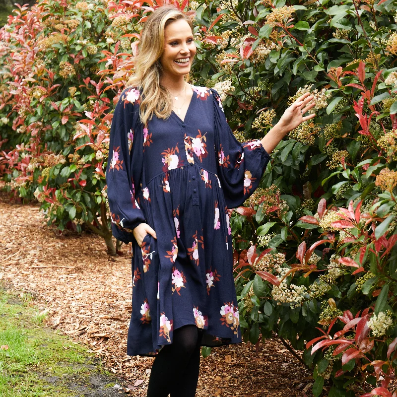 Elm Posy Floral Dress Navy Floral