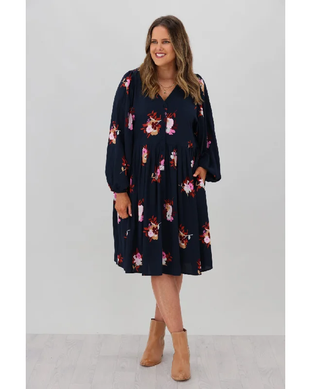 Elm Posy Floral Dress Navy Floral