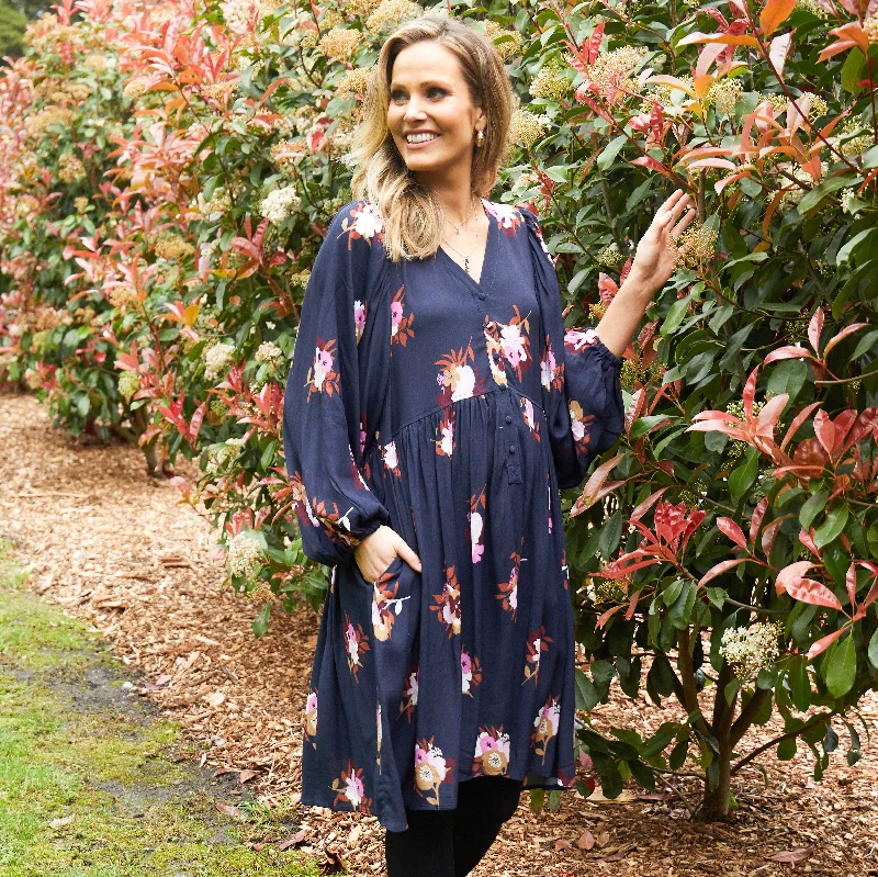 Elm Posy Floral Dress Navy Floral