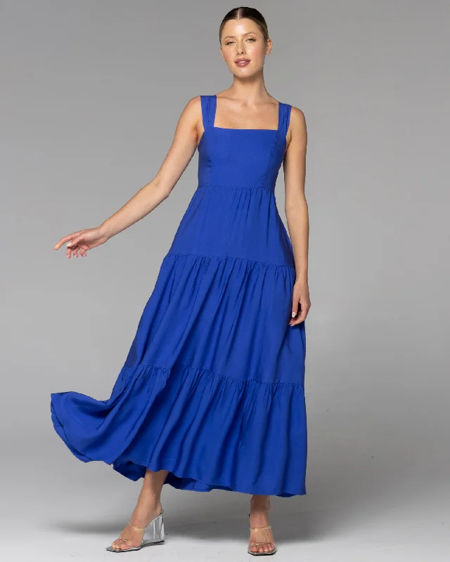 Fate Heart & Soul Tiered Maxi Dress Cobalt Blue