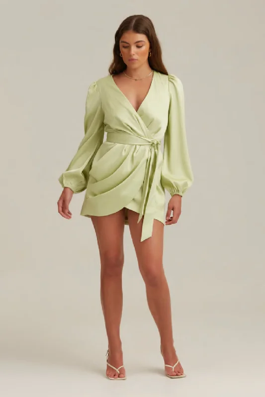 Finders Keepers Brigita Long Sleeve Mini Dress - Kiwi