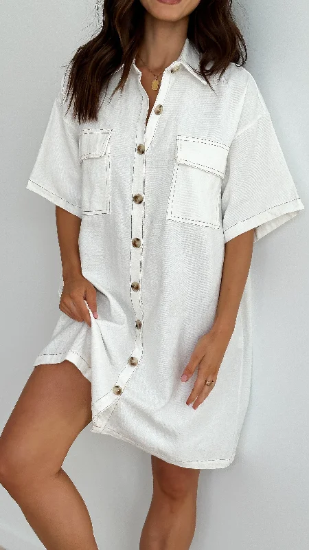 Laksha Mini Dress - White Denim