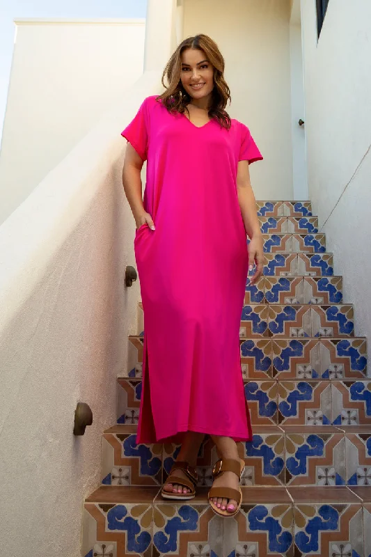 PQ Collection T-Shirt Maxi Dress Magenta