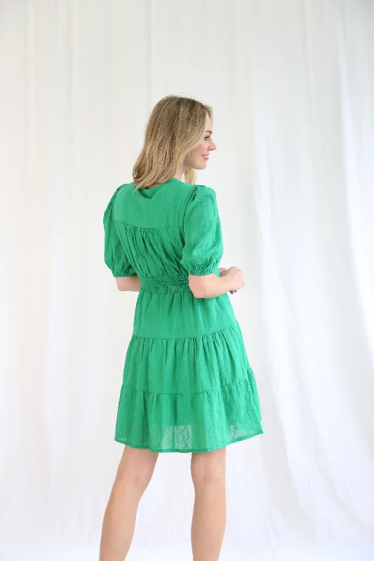 Salty Bright Alice Tiered Dress Green