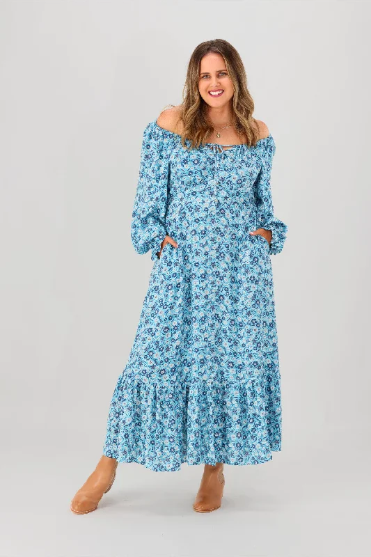 Salty Bright Meredith Maxi Dress Blue Print