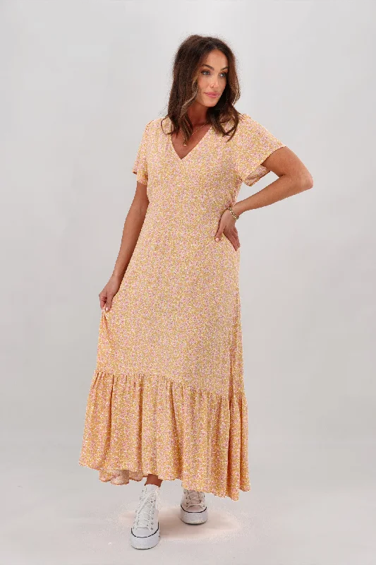 Sass Montana Maxi Dress Lemon Ditsy