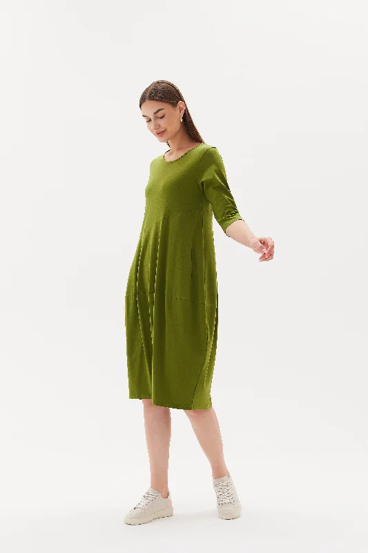 Tirelli Short Sleeve Diagonal Dress Meadow Green