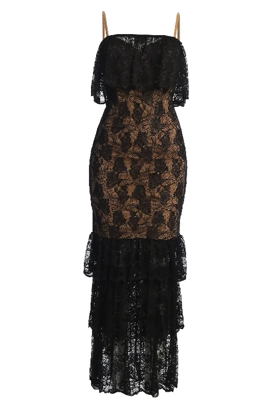 Black Fairytale Ending Lace Maxi Dress