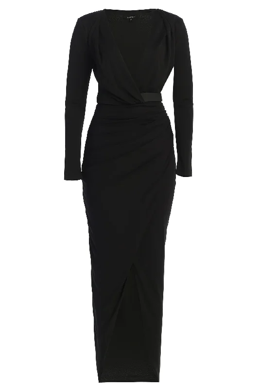 Black Jamie Plunge Maxi Dress