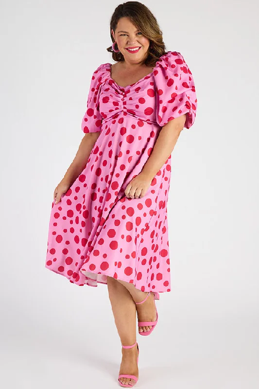 Demi Pink Multi Spot Dress