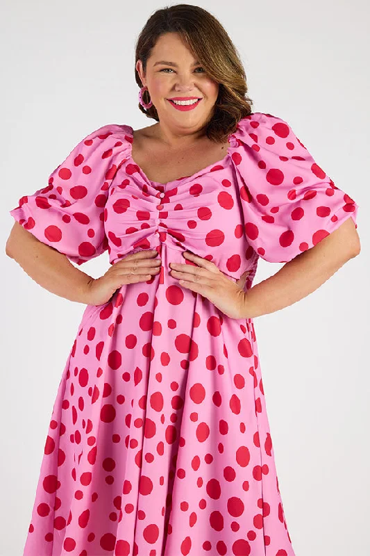 Demi Pink Multi Spot Dress