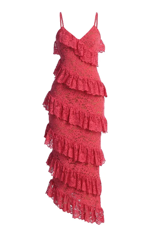 Fuchsia Feeling Of Forever Ruffle Dress