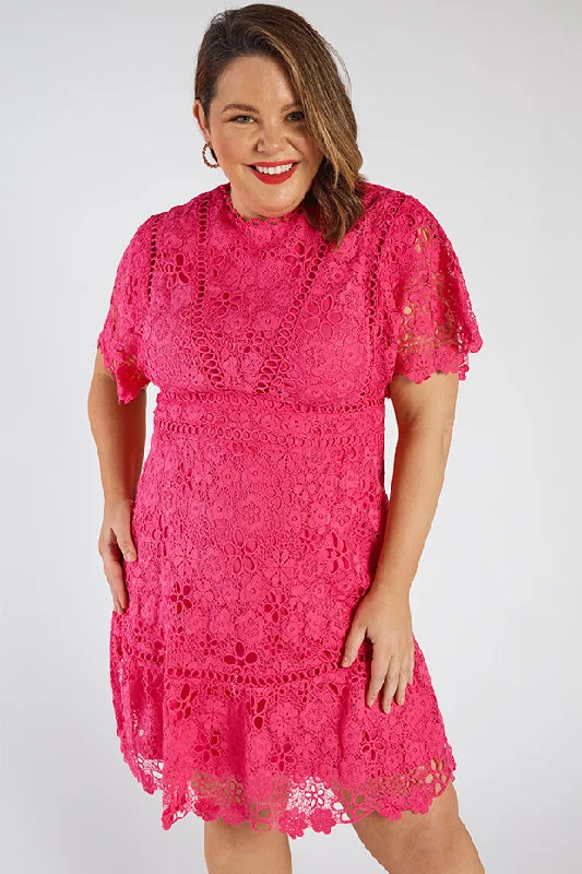 Melanie Pink Lace Dress