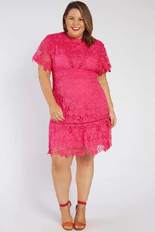 Melanie Pink Lace Dress