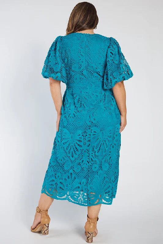 Neva Teal Lace Party Dress