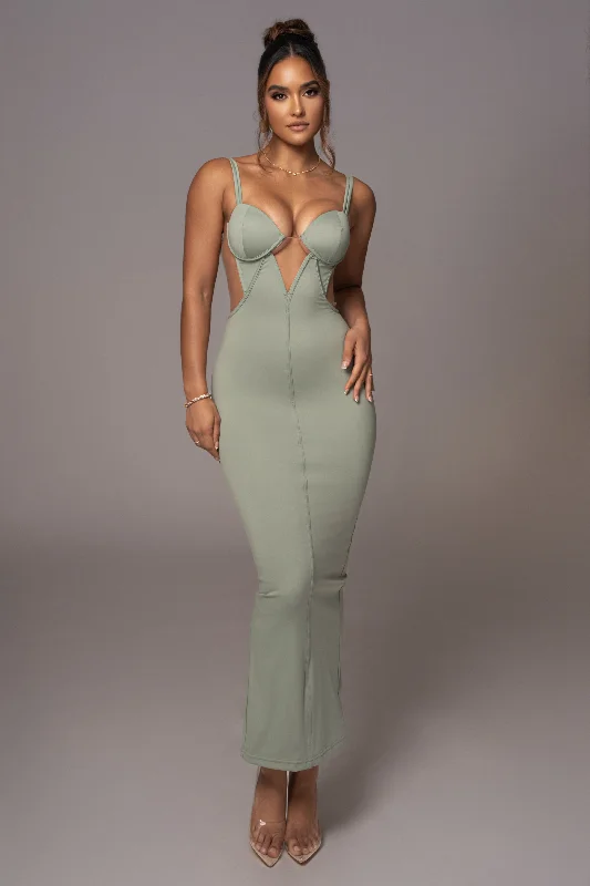 Sage Enchantment Bustier Maxi Dress