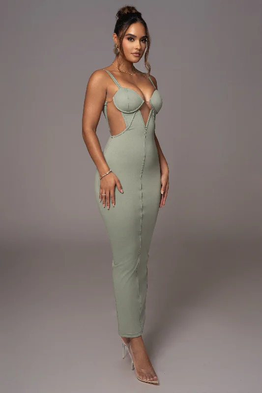 Sage Enchantment Bustier Maxi Dress