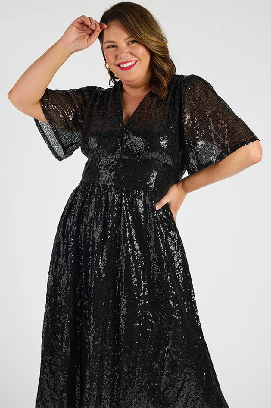 Tamie Black Party Sequins Dress