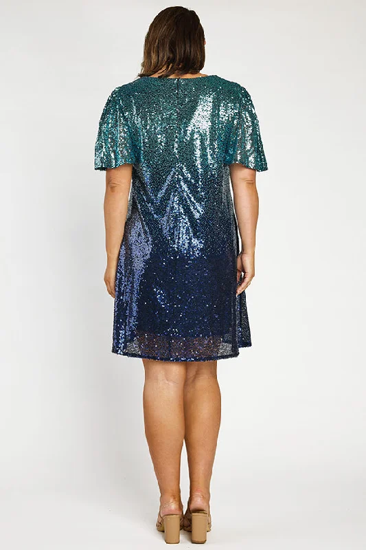 Taylor Ombre Blue Sequin Dress