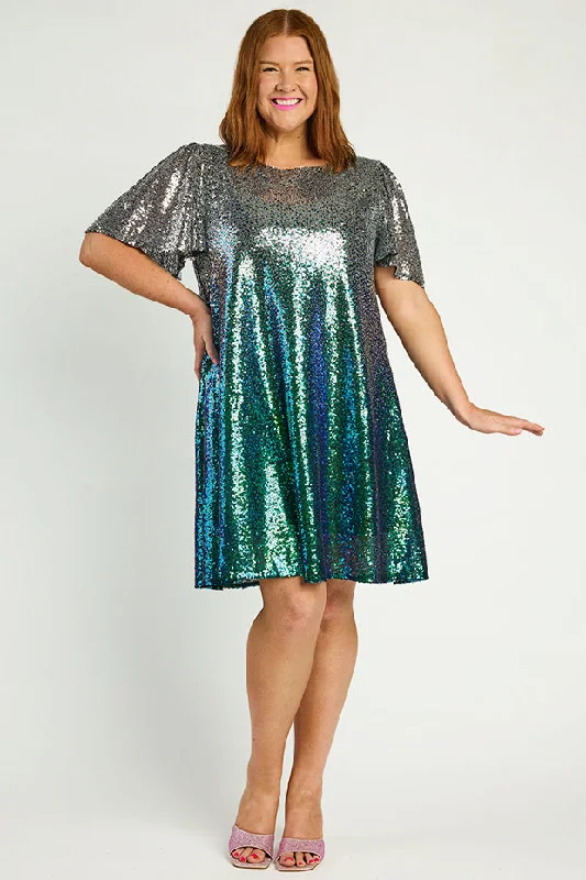 Taylor Ombre Silver Sequin Dress