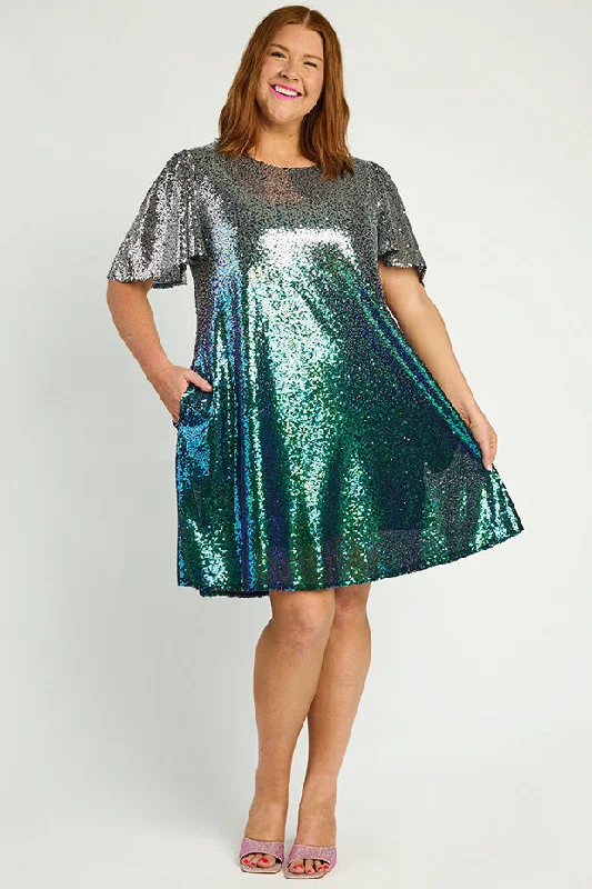 Taylor Ombre Silver Sequin Dress