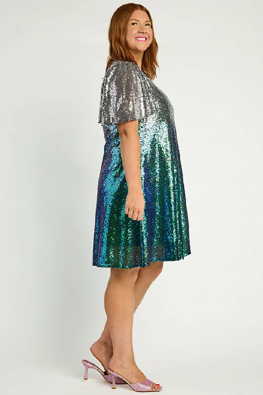 Taylor Ombre Silver Sequin Dress