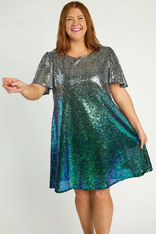 Taylor Ombre Silver Sequin Dress