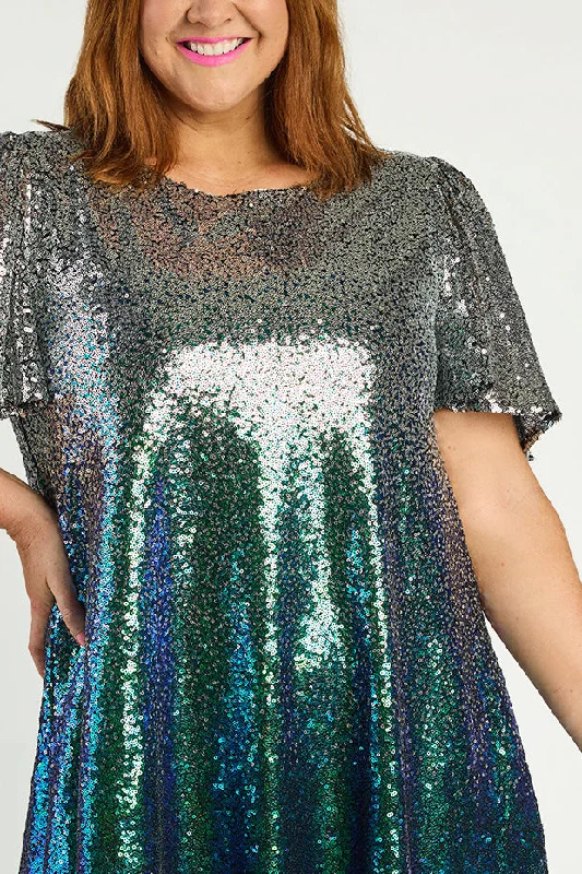 Taylor Ombre Silver Sequin Dress